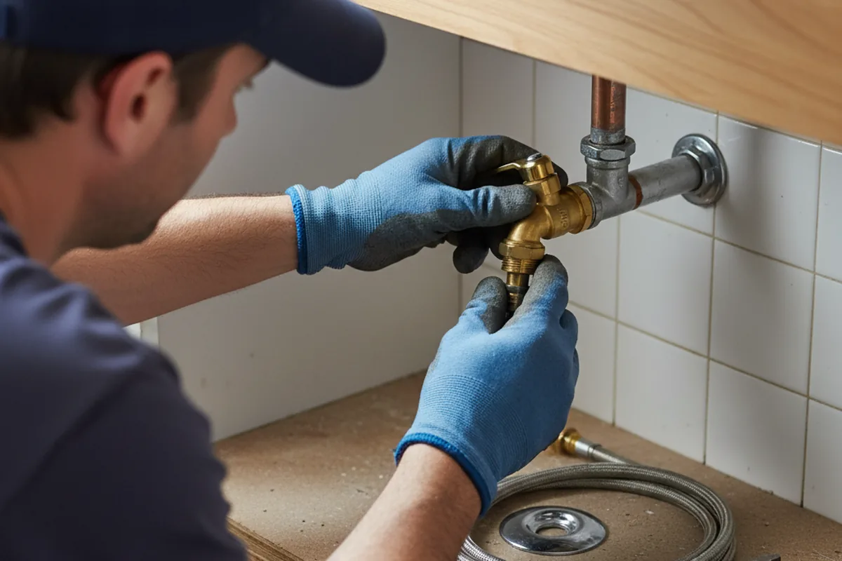 Shutoff valve and fitting work during Burst Pipe Repair in Davenport